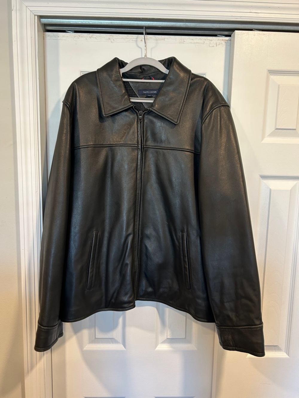 Tommy Hilfiger Black Leather Bomber Jacket